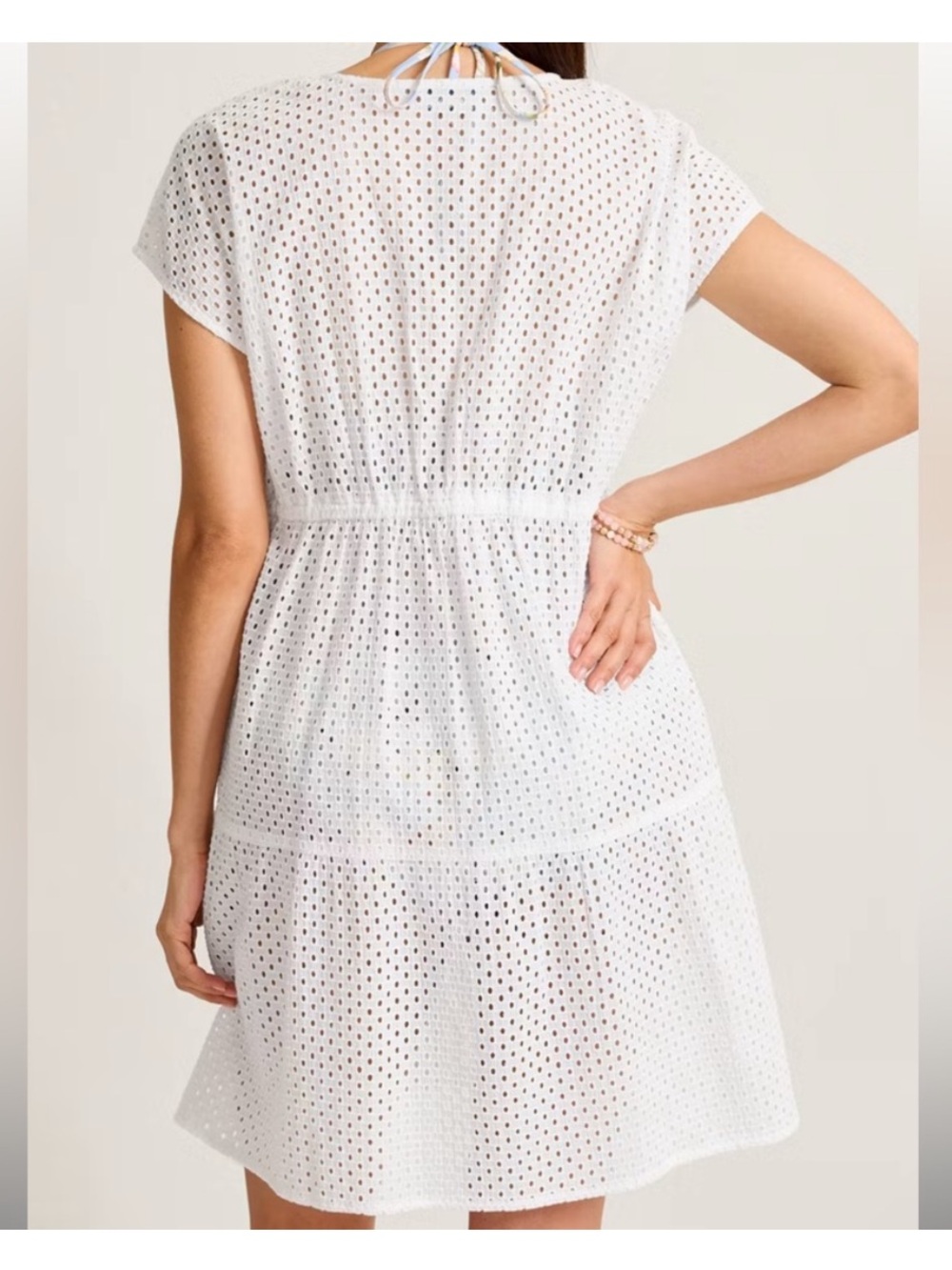NWT Tommy Bahama Eyelet Cove V-neck Short Dress Swimsuit Cover Up White S - Picture 2 of 9